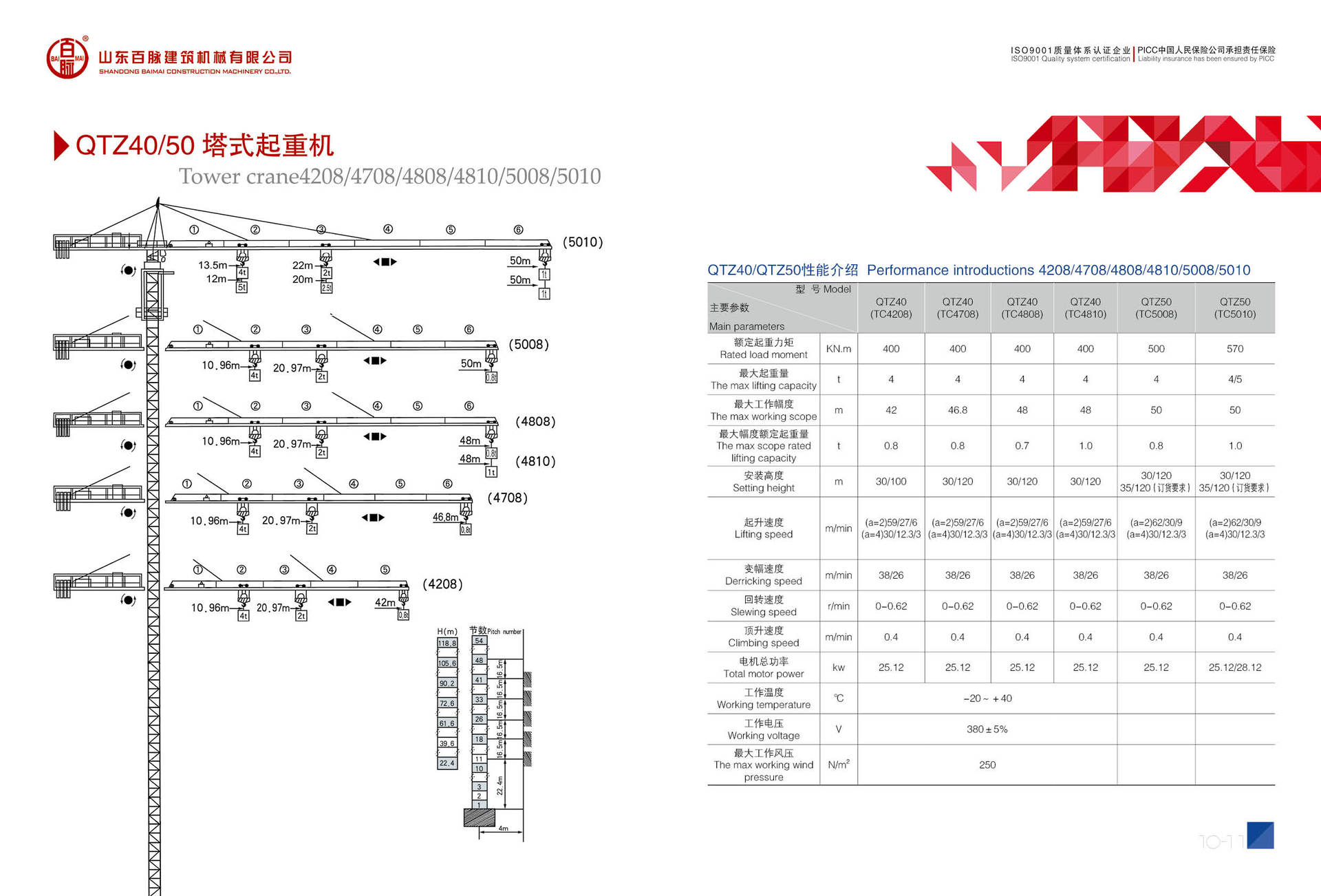QTZ100系列TC6012塔机 低价塔机 厂家直营山东亚星建筑机械